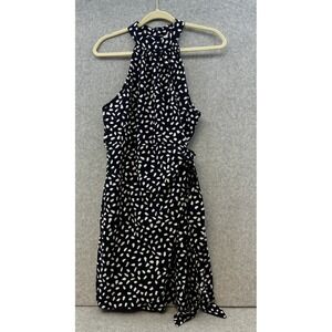 SOLY HUX Women's Halter Dress Sleeveless Navy Blue White Polka Dot